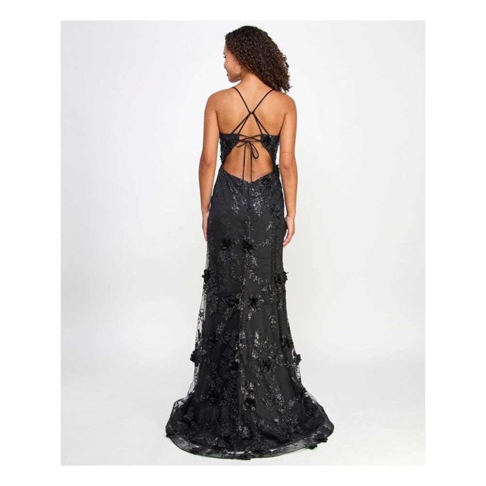 SAY YES TO THE Womens Black Accent Up Op Formal Dress Juniors 1\2 - Picture 2 of 4